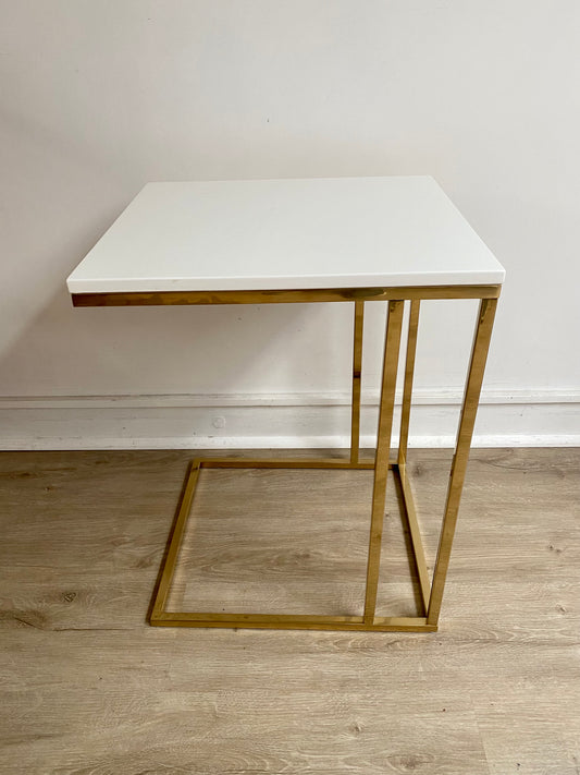 White and Gold End Table - cocokind